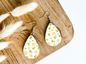 LEMONS ON WHITE print dangle teardrop earrings