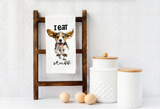 I EAT STUFF Beagle dog Microfiber kitchen towel 16x24