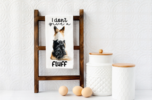 I DON'T GIVE A FLUFF Corgi dog Microfiber kitchen towel 16x24