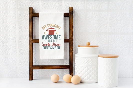 SMOKE ALARM CHEERS ME ON Microfiber kitchen towel 16x24