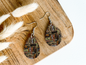 COFFEE WORDS print dangle teardrop earrings