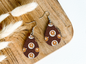LATTE CUPS of Coffee on BROWN print dangle teardrop earrings
