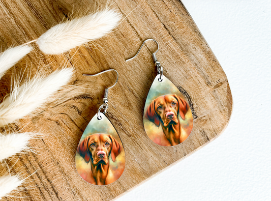WEIMARANER dog print dangle teardrop earrings