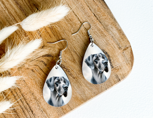GREAT DANE dog print dangle teardrop earrings