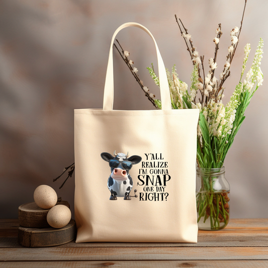I'M GONNA SNAP one day 12x14 canvas tote bag