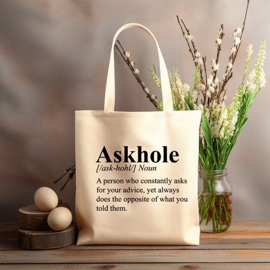 ASKHOLE 12x14 canvas tote bag